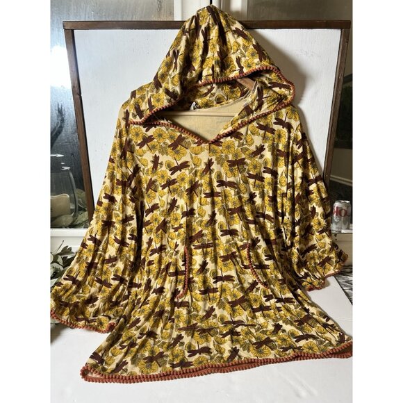 Kate Quinn Women's Hoodie Dragonfly Print Teal Lightweight Stretch Bamboo S.   O - Picture 1 of 6